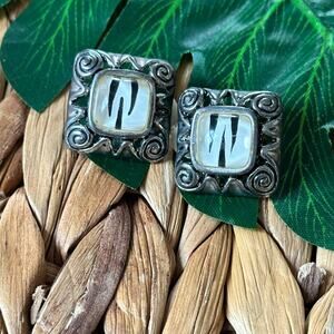 BOGO FREE SQURE GLASS METAL CLIP ON EARRINGS